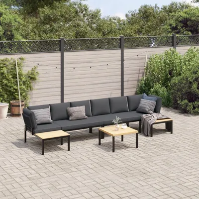 Produktbild von Maison Exclusive - 5-tlg. Garten-Sofagarnitur mit Kissen Schwarz Aluminium