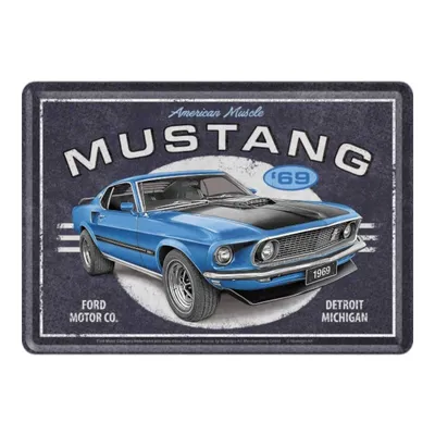 Zdjęcie produktu dla Nostalgic-Art - Blaszana pocztówka - Ford Mustang - 1969 Mach 1 Blue