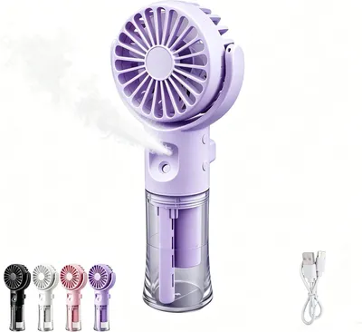 Produktbild von Handventilator mit Wasserkühlung,Mini Handventilator(lila)tragbarer,mit Wassernebel-Spray,4 Geschwindigkeiten,geeignet für Sport,Reisen,Büro