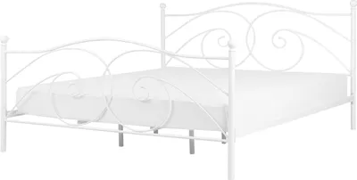 Zdjęcie produktu dla BELIANI Łóżko ze stelażem białe metalowa ozdobiona rama 140 x 200 cm nowoczesny minimalistyczny styl