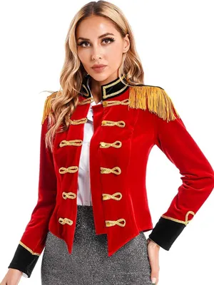 Obrázek produktu pro Dámské krátké sako sametové sako velikost S sako showman ringmaster kostým cirkus cosplay svrchní oblečení
