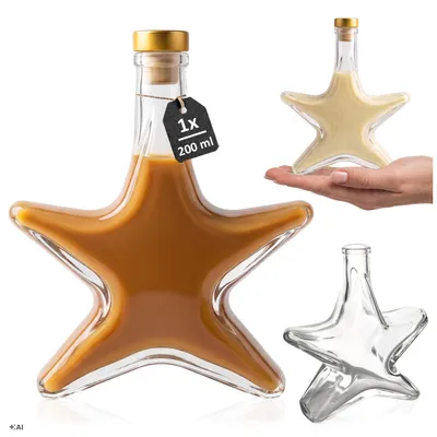Zdjęcie produktu dla SUPERBUTELKI - Świąteczna Butelka GWIAZDKA 200ml na nalewki, bimber, likier, wódkę
