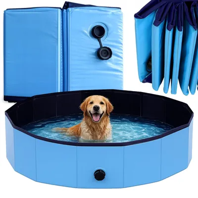 Produktbild von Hundepool Faltbar Tierpool Planschbecken für Hunde Baden Abkühlen 100x30 cm Blau