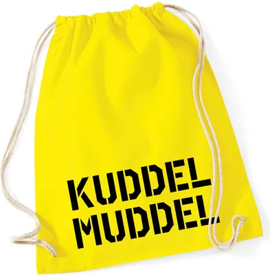 Produktbild von Huuraa Turnbeutel Kuddelmuddel Schriftzug 12 Liter Yellow Baumwolle Rucksack Geschenkidee