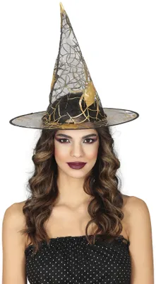 Transparenter Hexenhut, schwarz, Einheitsgröße für Halloween