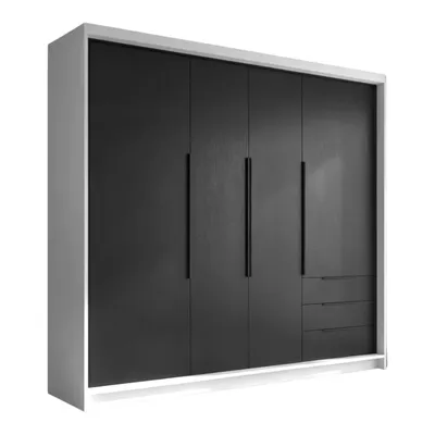 Produktbild von Geräumiger vier-türiger Kleiderschrank KLARI mit Schubladen und Metallgriffen – modernes Design