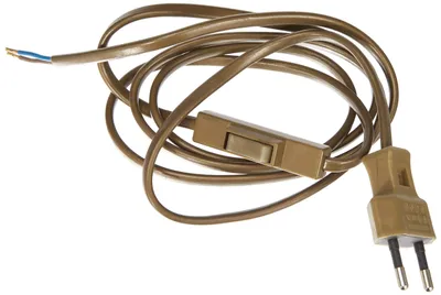 Produktbild von Euro-Netzkabel mit Schalter und abisolierten Enden - 1,5m - Goldfarbe