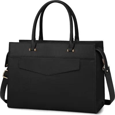 Produktbild von RAINSMORE Damen Handtasche Umhängetasche 15.6 Zoll Schwarz Kunstleder