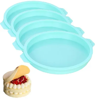 4 Silikon-Kuchenformen rund, 15,5 cm, antihaftbeschichtet, backofenfest