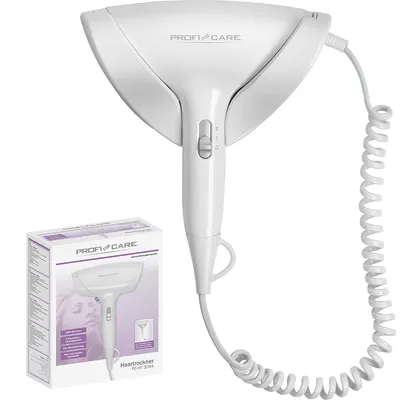 Produktbild von ProfiCare kompakter Haartrockner mit Wandhalterung | Haarföhn mit extra langem Spiralkabel | 1800 Watt mit Cool Shot | Hair Dryer mit 2 Leistungsstufen | inkl. Montagematerial | PC-HT 3044