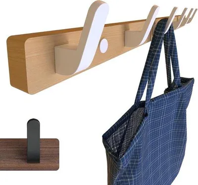 Produktbild von Holzschubfach mit 6 Haken für Wandmontage, 55 cm, Holzdesign