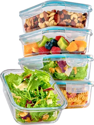 Produktbild von Glasbehälter mit Deckel 1000ml - 4er Set Frischhaltedosen - Stapelbar & Luftdicht - BPA-frei - Spülmaschinenfest - Gefrierschrank und Mikrowellengeeignet