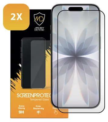 Produktbild von MobyDefend 2er-Pack Displayschutzglas mit schwarzem Rand - kompatibel mit iPhone 17 - Gehärtetes Glas