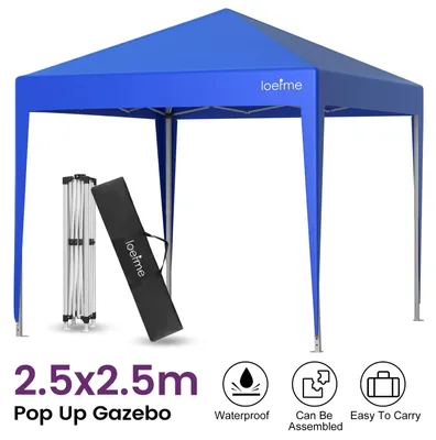 Produktbild von Faltpavillon - Gartenzelt 2,5 x 2,5 m - Wasserdicht - UV-Schutz - Stahlgestell - Ohne Seitenwände - Blau