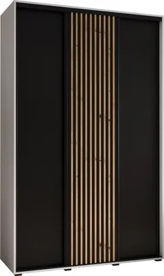 Produktbild von MEBLE KRYSPOL Sapporo 1 Schrank mit 3 Schiebetüren  - 205,2x150x45 cm - Weiß Schwarz Artisan