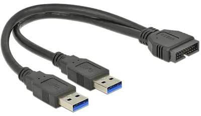Produktbild von Delock - USB-Kabel intern auf extern - 19-poliger USB 3.0 Kopf (M) zu USB Typ A (M) - 25 cm - Schwarz