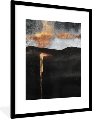 Produktbild von MuchoWow® Gerahmtes Poster Abstrakt - Gold - Chic - Schwarz - Grau 60x80 cm - Poster mit Schwarzem Bilderrahmen Wandposter Rahmen Foto Bilder - Wohnzimmer - Dekorationen - Prämie