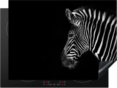 Produktbild von KitchenYeah© Herdabdeckplatte Zebra - Wilde Tiere - Schwarz , 70x52cm, Küche Deko, Glaskeramikkochfeld Herdabdeckung, Abdeckplatte fùr Kochfeld