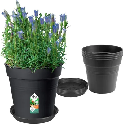 Obrázek produktu pro 5 květináčů na rostliny, Ø 17 x výška 15,7 cm + podšálek Ø 14 cm - 4 l - černá barva