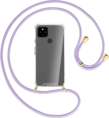 Produktbild von Handykette Backcover-Schutzhülle mit Band (Metall goldfarben) für Google Pixel 4a 5G - violett