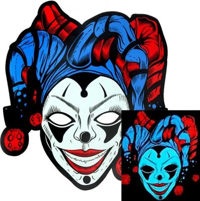 Produktbild von Leuchtende Frauen Harlekin Clown Maske I  LED Gruselmasken Faschingsparty Karneval Mottoparty I Halloween-Party Outfit