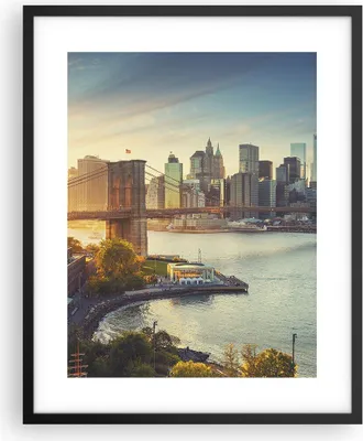 Produktbild von Gerahmtes Poster - Schwarzer Rahmen - New York Brücke - 40x50 cm - Wand Bild - Wanddeko - Wandbilder - Kunstposter - Wandposter - Bilderrahmen - Bilder - Kunstdruck - Wandbild - P2BPA40x50-4047