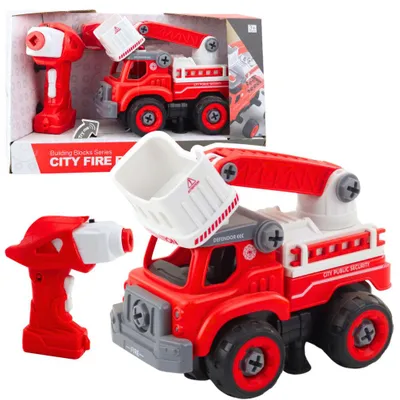 Obrázok produktu pre Hasičské auto s otočným ramenom, diaľkovo ovládané, 2 v 1 skrutkovač