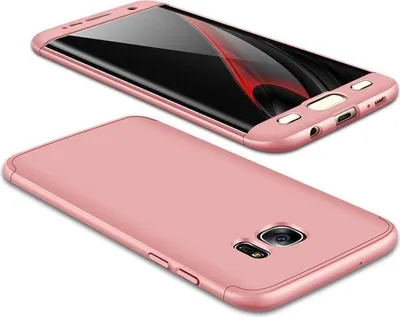 Produktbild von Hülle für Samsung Galaxy S7 edge 360 Grad Schutz mit Displayglas Schutzglas Bumper Cover Galaxy S7 edge Farbe: Rosa