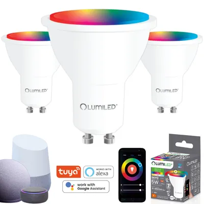 Obrázek produktu pro 3x LUMILED Smart SAYO PAR16 LED lampa GU10 5W 450lm WLAN Stmívatelná Vícebarevná RGBW Wifi žárovka Časovač Chytrá domácnost 16 milionů barev Ovládání pomocí aplikace kompatibilní s Amazon Alexa Google Assistant Tuya