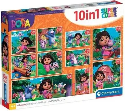 Produktbild von Puzzle, Clementoni 10 in 1 Dora, 18/30/48/60 Teile, Kinderpuzzle