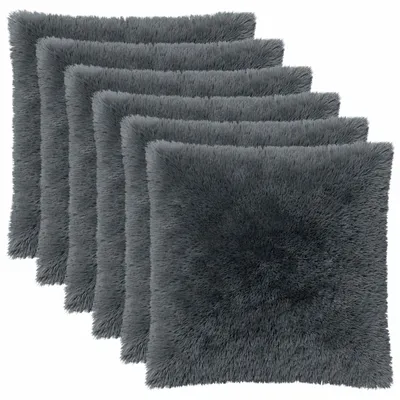 Obrázok produktu pre vidaXL Vankúšový poťah, 6 kusov, HEERLEN, antracitová farba, 80 x 80 cm, materiál: flísová tkanina