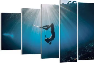 Produktbild von Bild auf Leinwand - Leinwandbild - 5 Teile - Flossen Boden Taucher - 150x100cm - Wand Bild - Wanddeko - Wandbilder - Leinwanddruck - Bilder - Wanddekoration - Leinwand bilder - EG150x100-5097