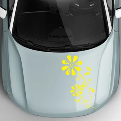 Produktbild von Aufkleber - Autoaufkleber "Margaritenblüten" 50cm x 25cm gelb - Tuning Carystyling Heckscheibe Auto