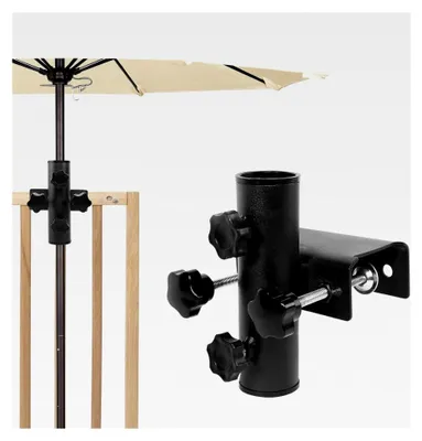 Produktbild von Sonnenschirmhalter für Balkongeländer, klemmbare Halterung für eckige Geländer
