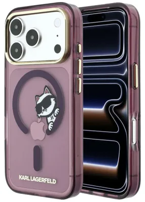 Zdjęcie produktu dla Karl Lagerfeld Peekaboo Logo MagSafe dla telefonu Apple iPhone 18 Pro Max / 17 Pro Max, kolor: burgundowy