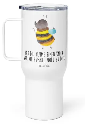 Produktbild von Mr. & Mrs. Panda Kaffee-to-go-Becher Hummel flauschig - Weiß - Geschenk, Teetasse, Biene, thermosbecher, Mehrwegbecher, Natur, Lustige Sprüche, Kaffee-Thermobecher, Blume