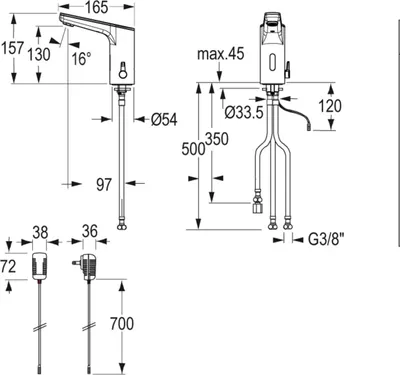 Produktbild von VIGOUR ND-WT-Armatur IR-Elektronik derby plus mit Mischung 6V Batterie verchromt