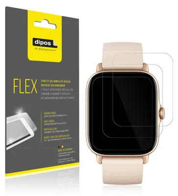 Zdjęcie produktu dla 2x folia ochronna dla Amazfit GTS 3, 100% pokrycia wyświetlacza, Dipos Flex