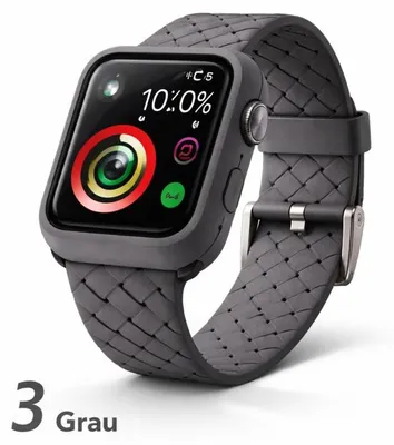 Produktbild von Apple Watch Silikon Armband + Case Bumper Hülle - Für Apple Watch 45 mm, 3# Grau