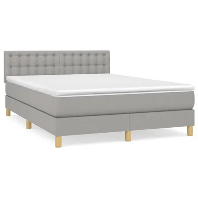 Zdjęcie produktu dla vidaXL Łóżko sprężynowe z materacem jasnoszare 140x200 cm tkanina