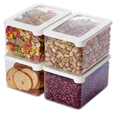 Image de Boîtes de cuisine hermétiques 1,65 L, lot de 4, sans BPA, empilables, 18 x 12,5 x 10 cm