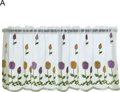 Produktbild von 1 Blattfenster schiere perforiertes zartes Polyester schön gestickte Fenster Voile Vorhang Haushaltsvorräte-A