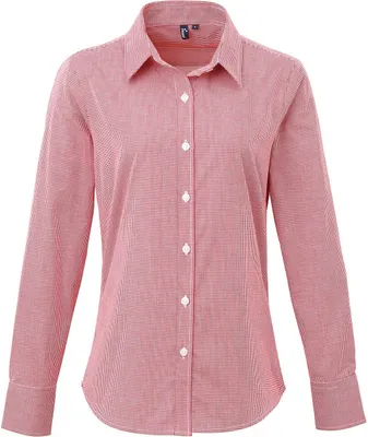 Produktbild von Premier - Hemd für Damen Langärmlig PC6083 (38 DE) (Rot/Weiß)