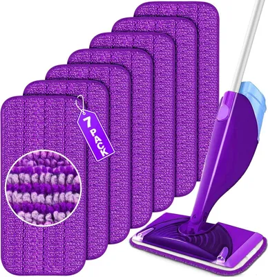 Immagine prodotto di confezione da 7 pad in microfibra per Swiffer WetJet, riutilizzabili, lavabili in lavatrice