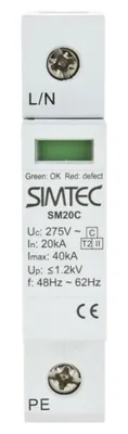 Productafbeelding van Overspanningsbeveiliging, type T2, 1-polig, 20kA, SIMTEC SM20C/1-275, artikelnummer 85101000