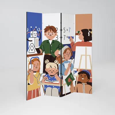 Produktbild von SpaceRebels Paravent Raumteiler - 4-teilig Raumtrenner, Druck 1-Seite - Raumtrenner - Trennwand Wohnung - Room Divider - Spanische Wand Deko Modern Sichtschutz