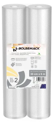 Produktbild von BOLSEMACK Folienrollen 30 cm x 600 cm - 2 Rollen Vakuumierbeutel für alle Vakuum