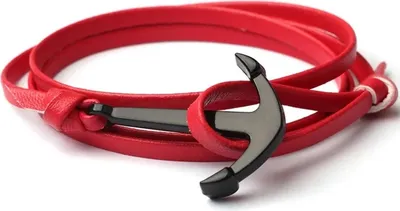 Obrázok produktu pre Náramok Norbert - Elegantný červený pánsky náramok s kotvou KP34381