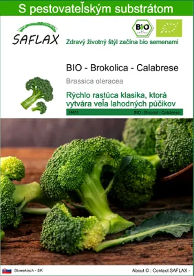 Obrázok produktu pre SAFLAX - BIO - Brokolica - Calabrese - Brassica oleracea - 100 Semená - S pestovateľským substrátom bez klíčkov