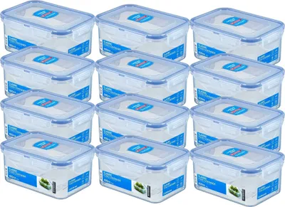 Produktbild von LocknLock 12x SET HPL811 Vorratsdosen - Frischhaltedosen 600 ml - Maße (LxBxH): 151 x 108 x 69 mm - Geeignete Dosen zum Einfrieren und Mikrowelle - Lock and Lock Dosen Food Box Meal-Prep-Boxen